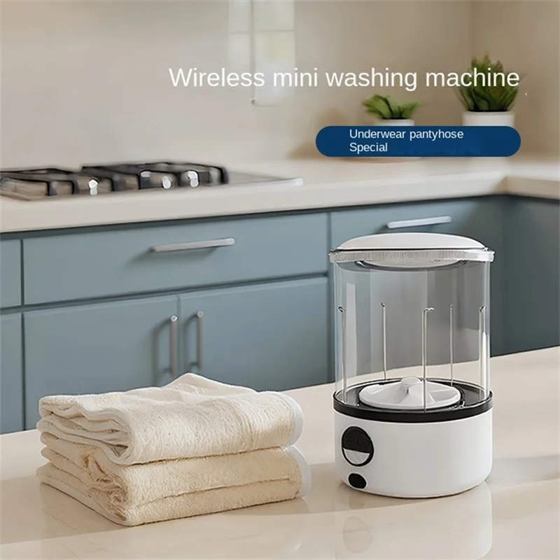 A White 2L Mini Washing Machine, 2000Mah, Fully Automatic Portable Tur ...