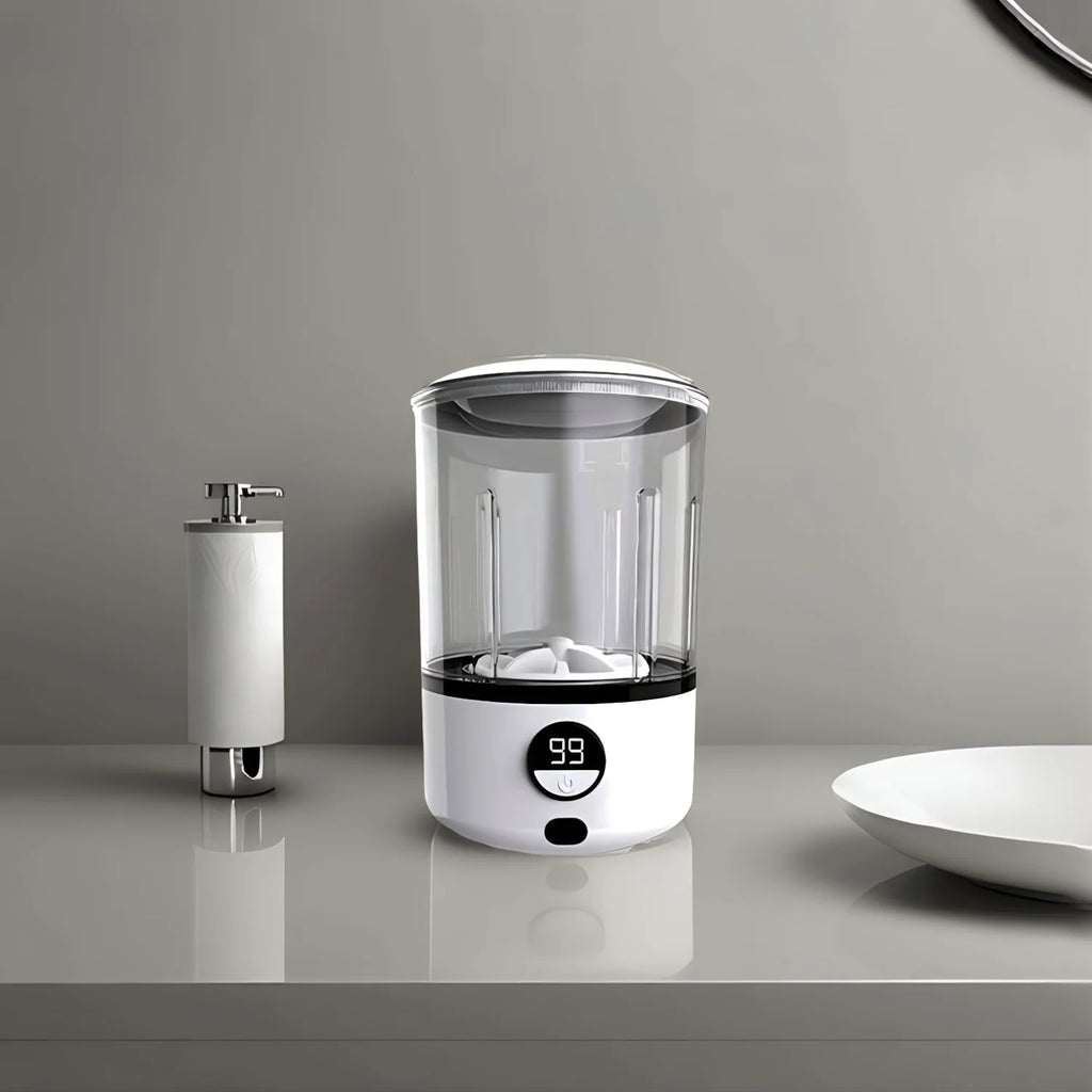 A White 2L Mini Washing Machine, 2000Mah, Fully Automatic Portable Tur ...