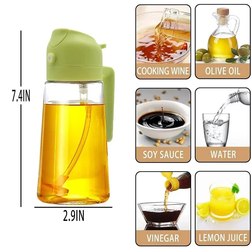 2 in1 Oil Spray Bottle Plastic Kitchen Barbecue Cooking Olive Oil Dispenser Oil Jar Baking Vinegar Sauce Spray Container