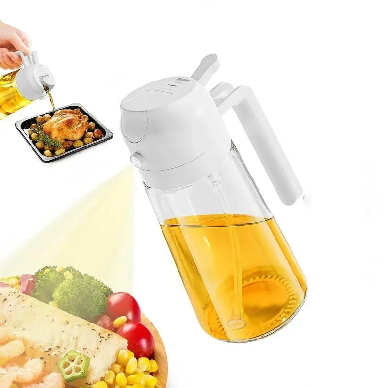 2 in1 Oil Spray Bottle Plastic Kitchen Barbecue Cooking Olive Oil Dispenser Oil Jar Baking Vinegar Sauce Spray Container