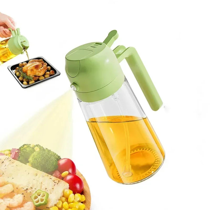 2 in1 Oil Spray Bottle Plastic Kitchen Barbecue Cooking Olive Oil Dispenser Oil Jar Baking Vinegar Sauce Spray Container